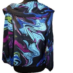 Stunning INC Women's Vibrant Multicolor Cold Shoulder Long Sleeved Blouse, M